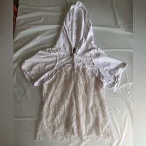 White Lace and Cotton Hoodie